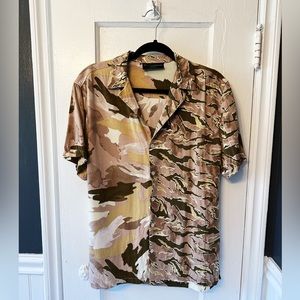 No Boundaries Dusty Pink and Olive Green Camo Rayon Button down